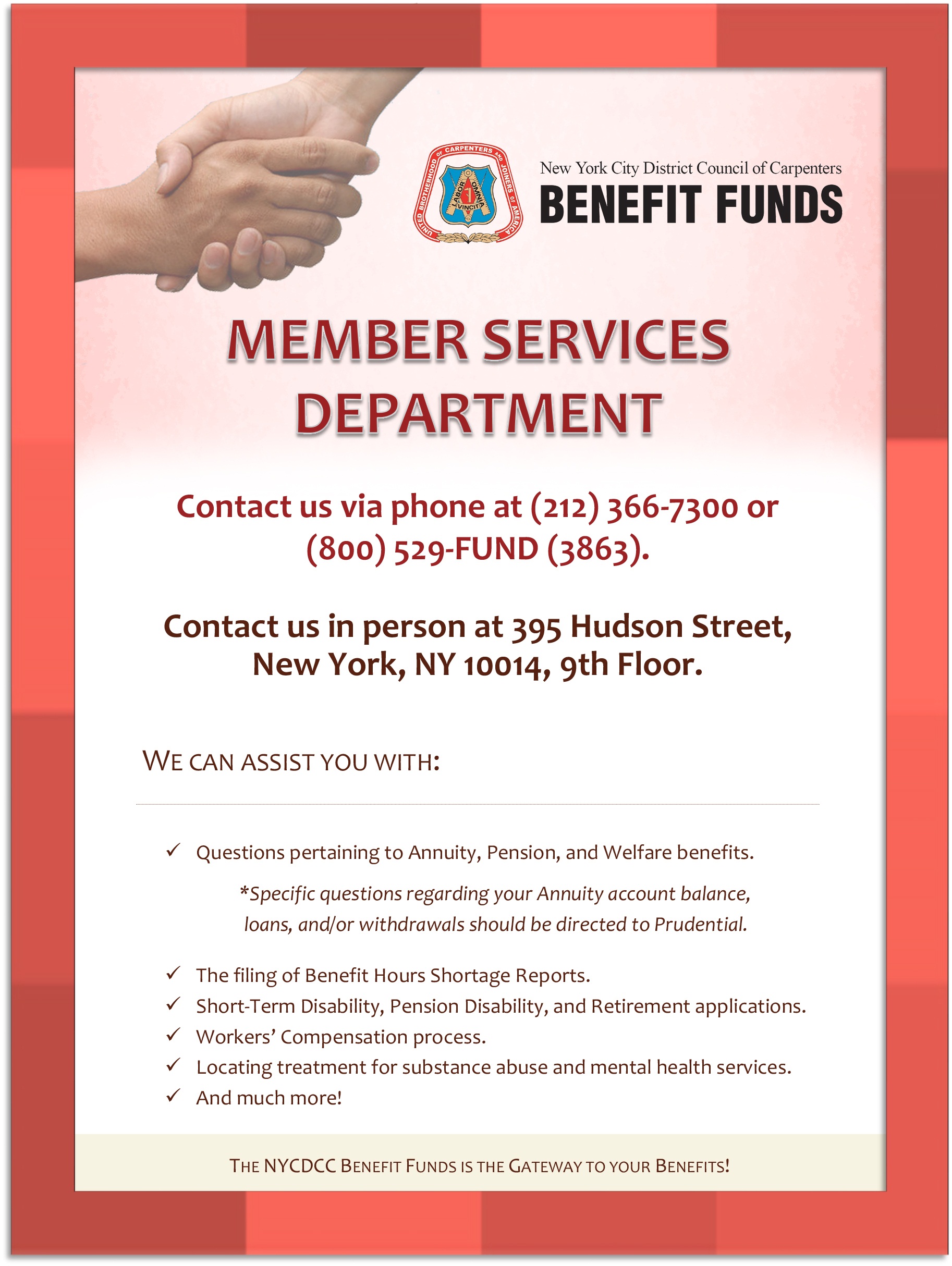 Member Services Department Flyer 2016