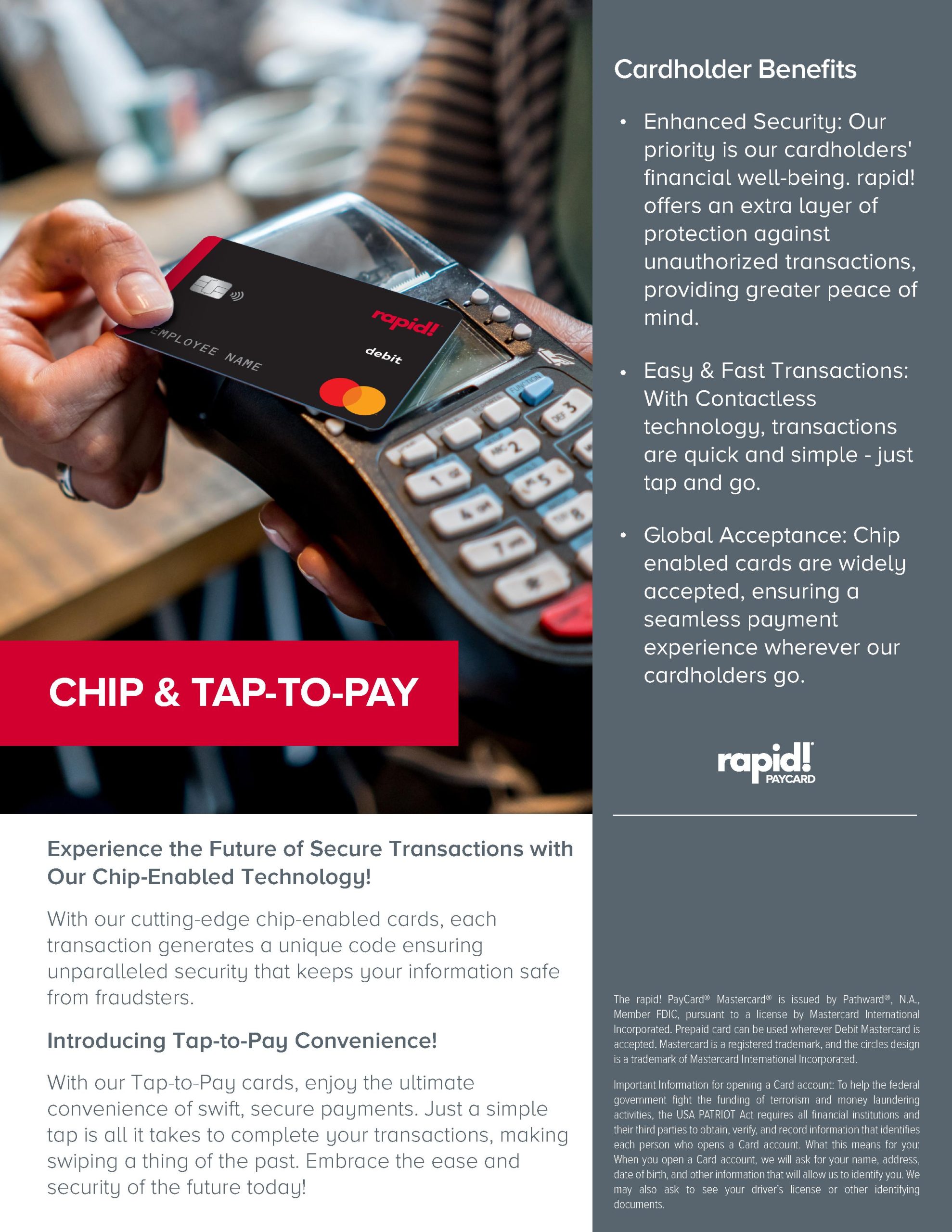 New ChipEnabled & Contactless rapid! Paycards to be Mailed to Eligible